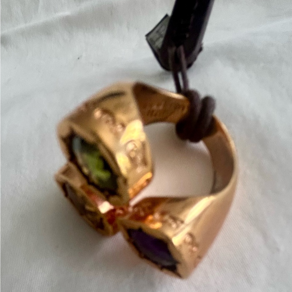 Rebecca “Tropezienne” 3-Stone Gemstone Ring-Citrine Green, Purple, Amber Gold - Picture 5 of 10